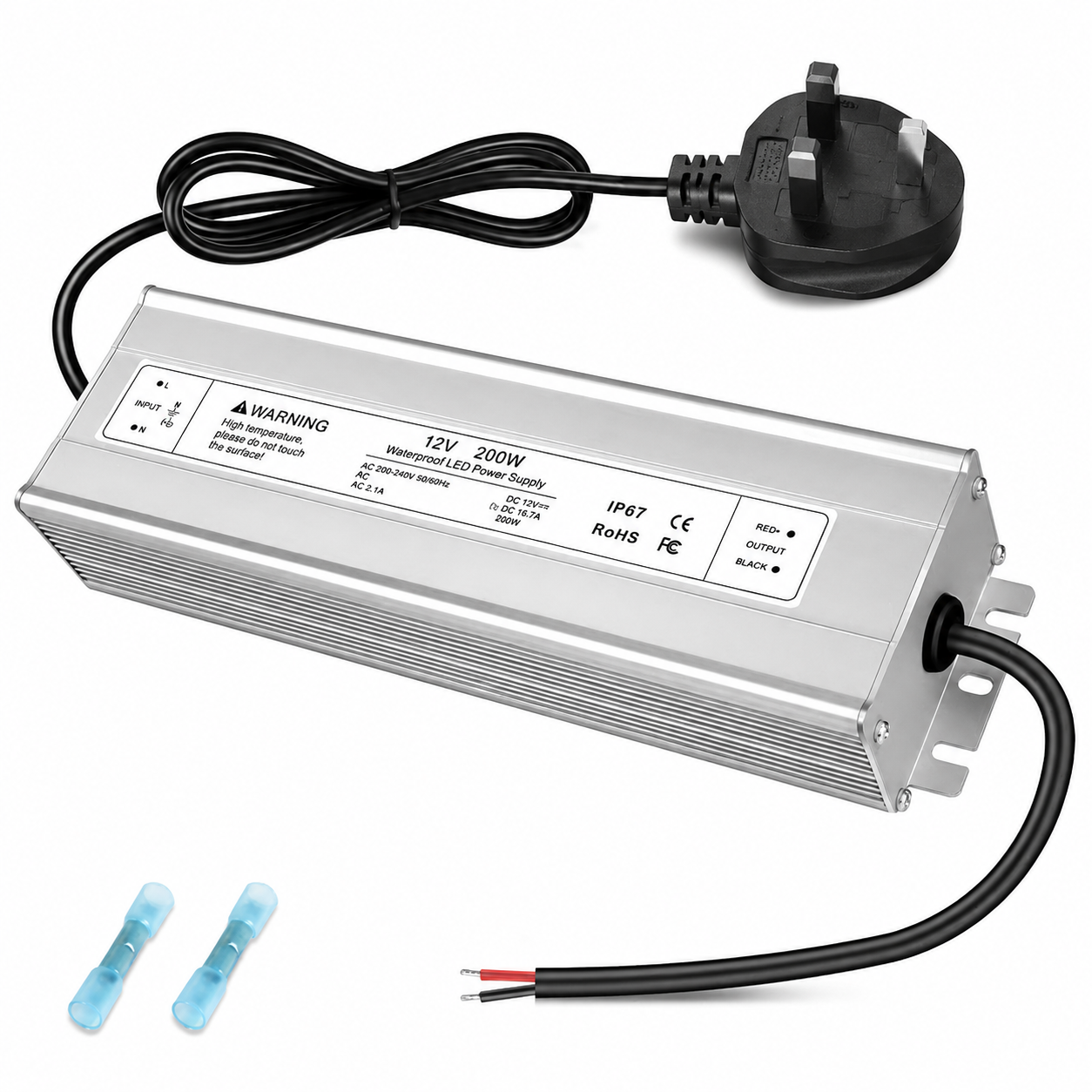 12V Waterproof LED Power Supply, 175–265V Input, 200W–500W, Single/Dua