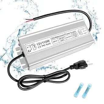12V Waterproof LED Power Supply 30W–280W, 90–265V Input, Single/Dual Wire Output, Aluminum Housing, Outdoor LED Driver, CE/RoHS/FCC —US/UK/EU Plug & Wire Leads Options