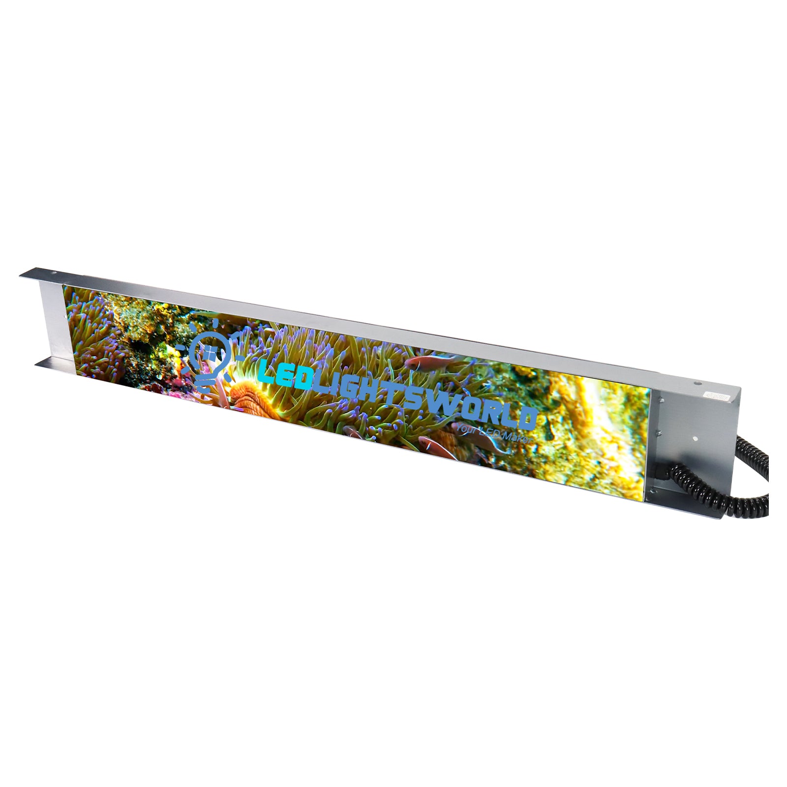 Écran LED d'extérieur encadré série FR – P2.5 · 160 × 960 mm | Écran haute luminosité étanche pour vitrines et façades de bâtiments