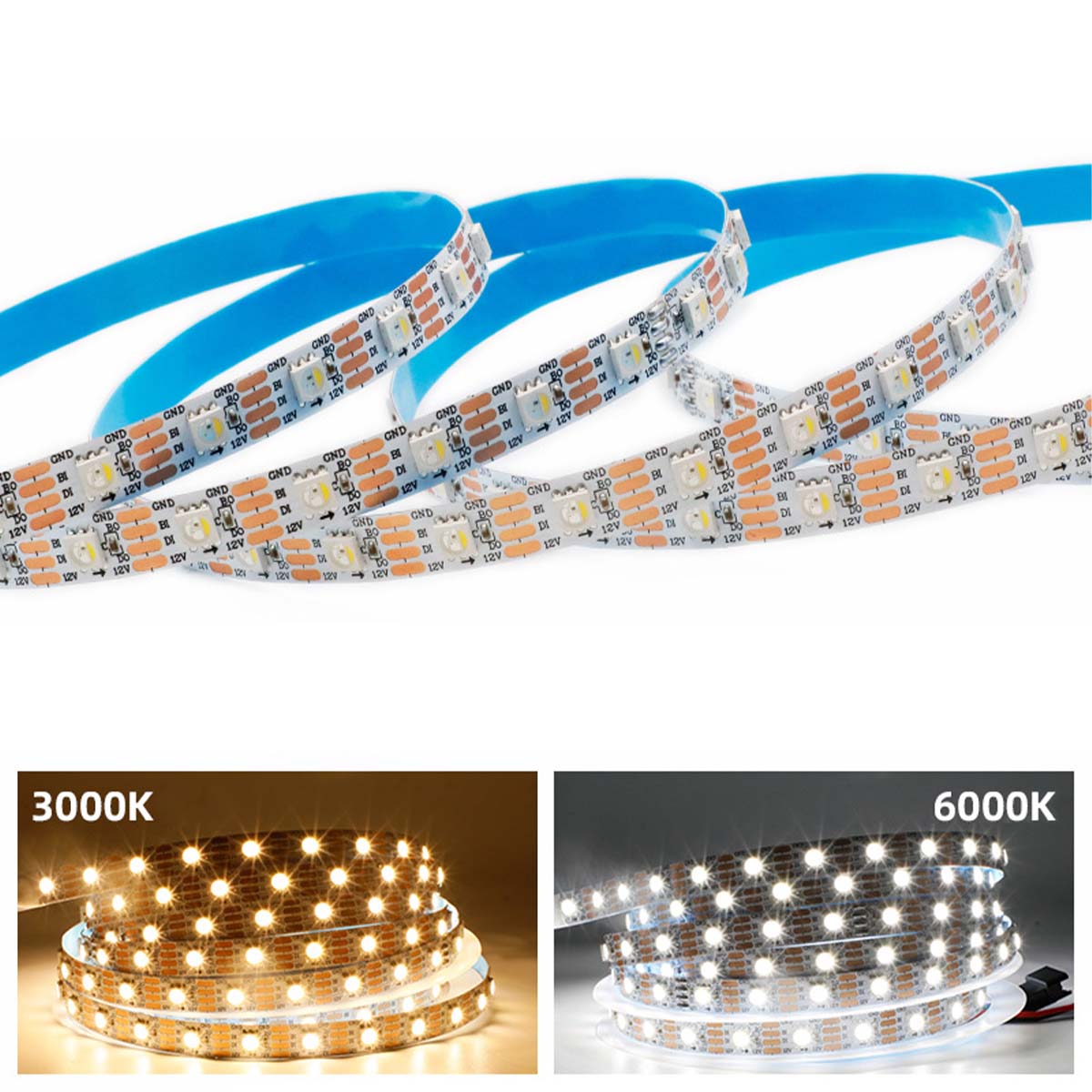 DC12V WS2815 RGBWIC LED Strip Light - 10mm PCB | RGBW(RGB+6000K) | 4-In-1 SMD5050 Individually Addressable | Breakpoint Resume | 30/60/96 LEDs/M | White PCB | IP00 / IP65 / IP67 | for Party, Decoration, Home DIY Lighting Projects | 5/50M