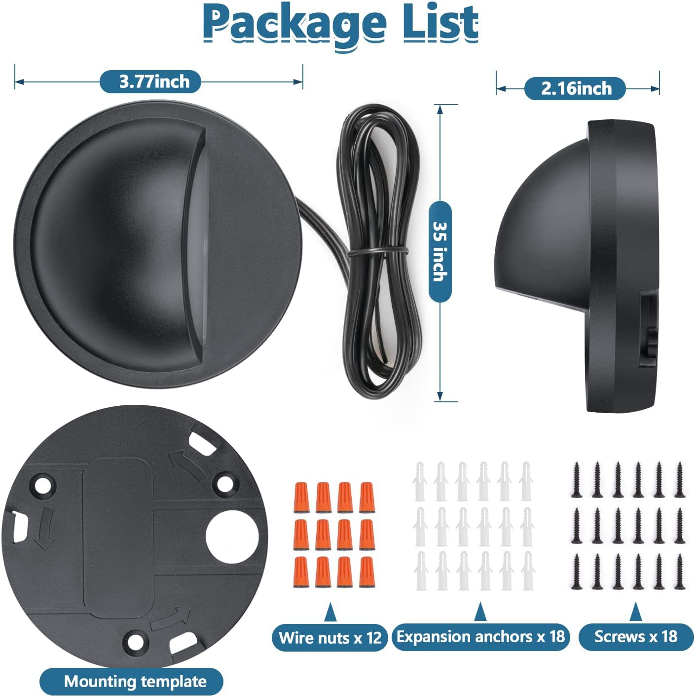 Low Voltage LED Deck Lights - 2.5W | 3000K / 4000K | AC/DC 12–36V | IP67 Waterproof | Outdoor Lights for Walkway Stair Post Railing | 6 /12-Pack