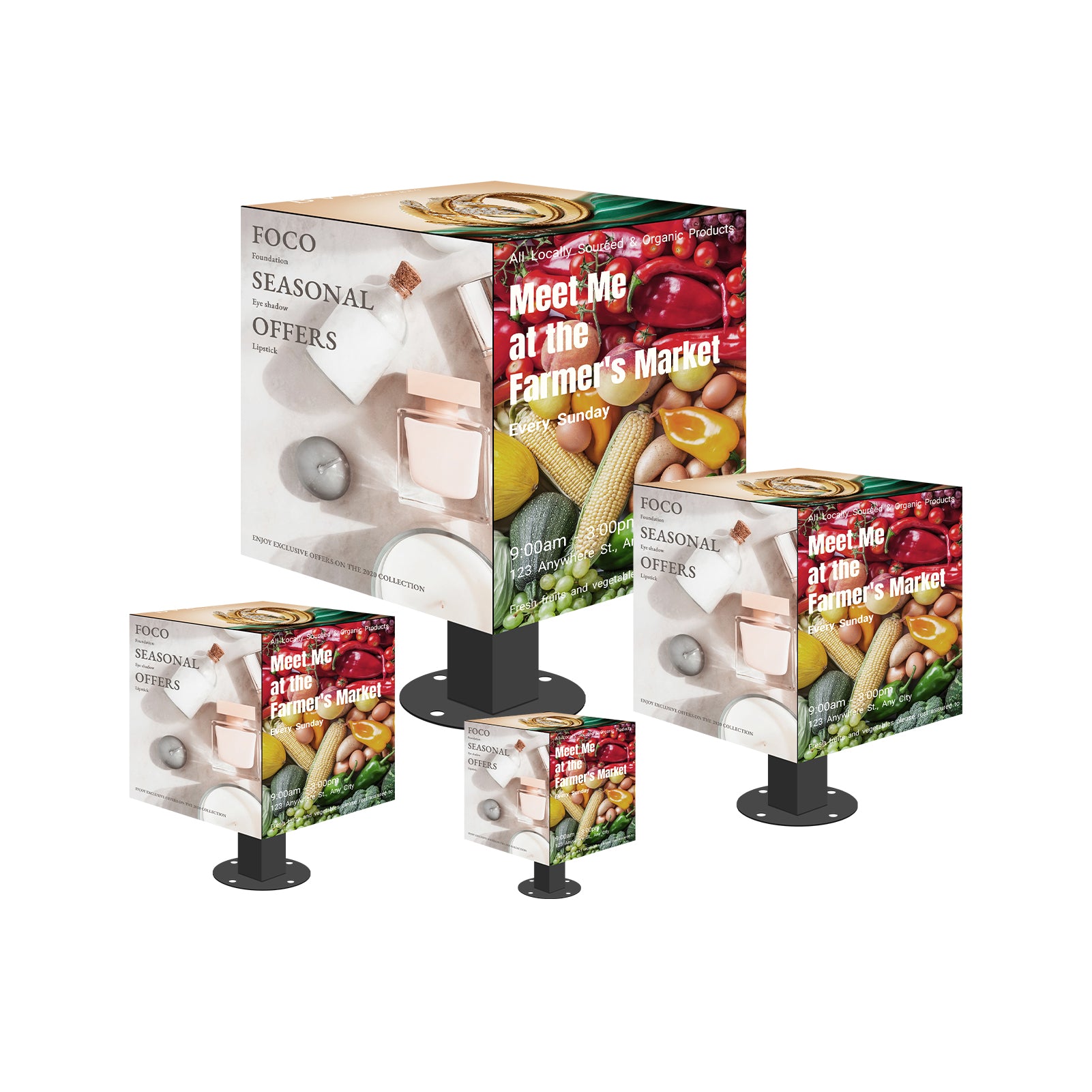 MC Series Multi-Option Magic Cubic LED Display – 320–640mm | P1.8 / P2.5 / P3.91 | 5/6-Face | Indoor & Outdoor | Display Cube for Retail & Events