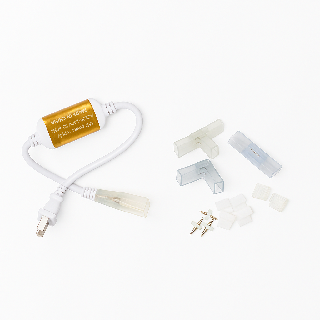 8x16 LED NEON Strip Light Controller & Strip Connector & Installation Clips