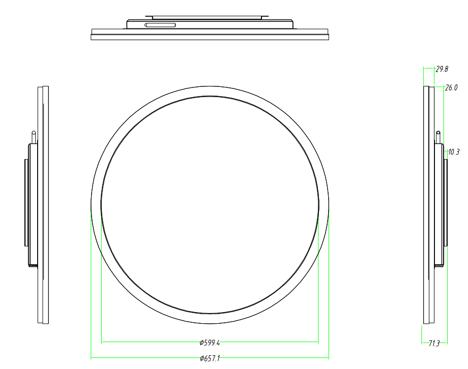 RD Series 23.6 Inch (Dia.599.4mm Viewable) Round / Circular LCD Digital Display Screen, Capacitive Touch (Optional), Cloud / APP / USB Disk