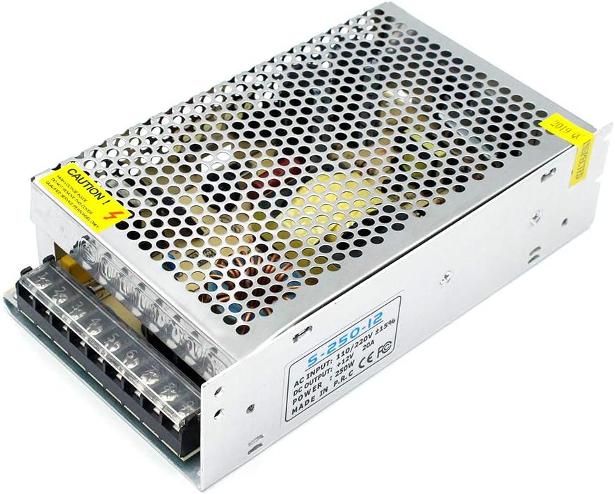 DC 12V/24V Switching Power Supply 60W–250W, AC 110/220V Input, Constant Voltage LED Driver Transformer, Metal Case with Screw Terminals, CE/FCC/RoHS Certified
