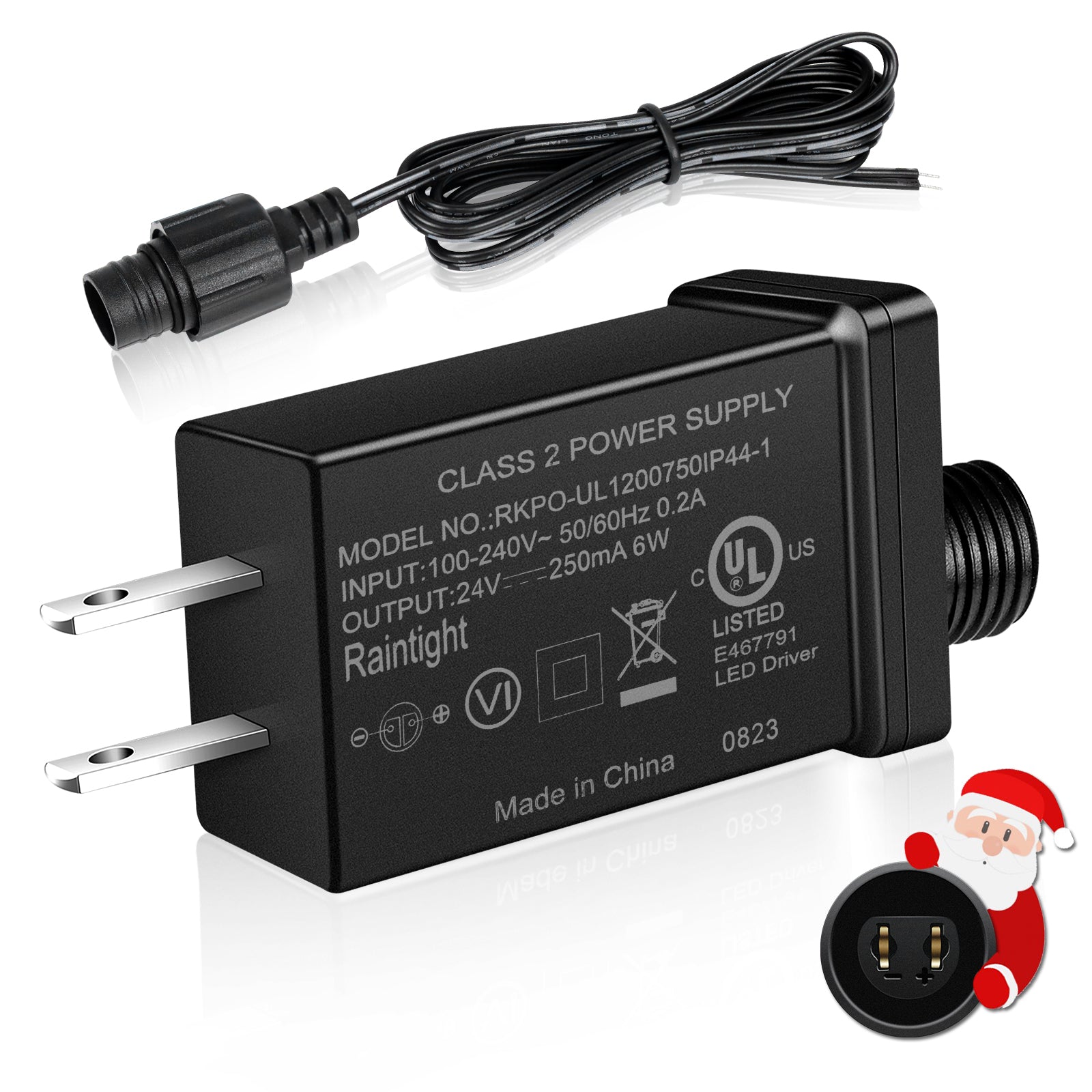 IP44 Class 2 Power Supply, AC 100–240V to DC 4.5V/12V/24V/30V Adapter Transformer, Waterproof Outdoor LED Driver for Inflatable Decorations, String Lights, Christmas Trees — US Plug