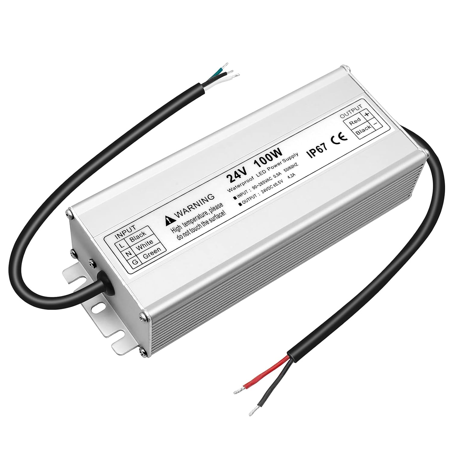 24V Waterproof LED Power Supply 30W–300W, 90–265V Input, Single/Dual Wire Output, Outdoor LED Driver, CE/RoHS/FCC — US/UK/EU Plug & Wire Leads Options
