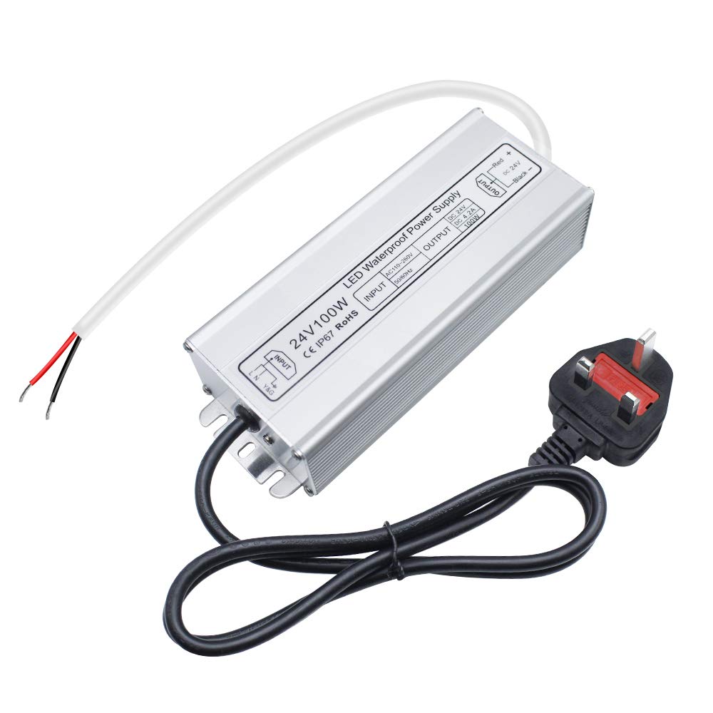 24V Waterproof LED Power Supply 30W–300W, 90–265V Input, Single/Dual Wire Output, Outdoor LED Driver, CE/RoHS/FCC — US/UK/EU Plug & Wire Leads Options