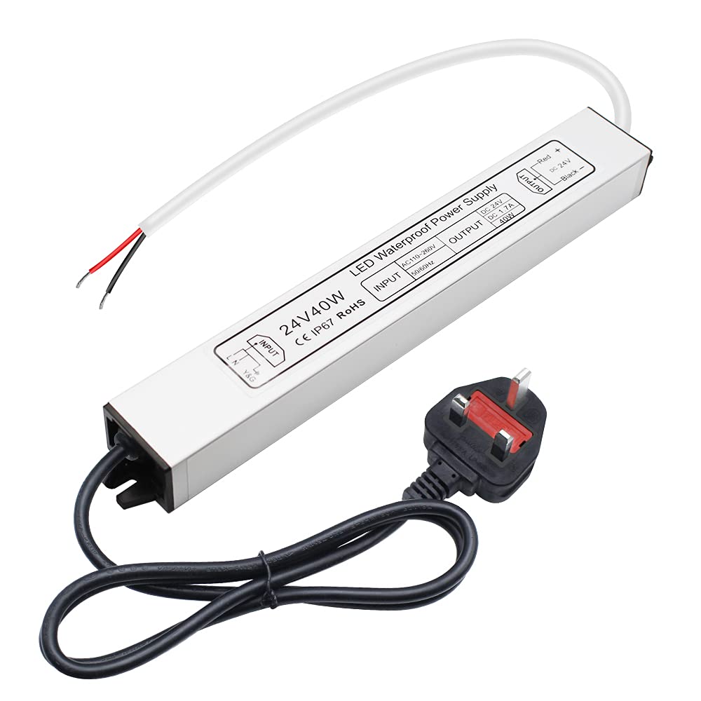 24V Waterproof LED Power Supply 30W–300W, 90–265V Input, Single/Dual Wire Output, Outdoor LED Driver, CE/RoHS/FCC — US/UK/EU Plug & Wire Leads Options