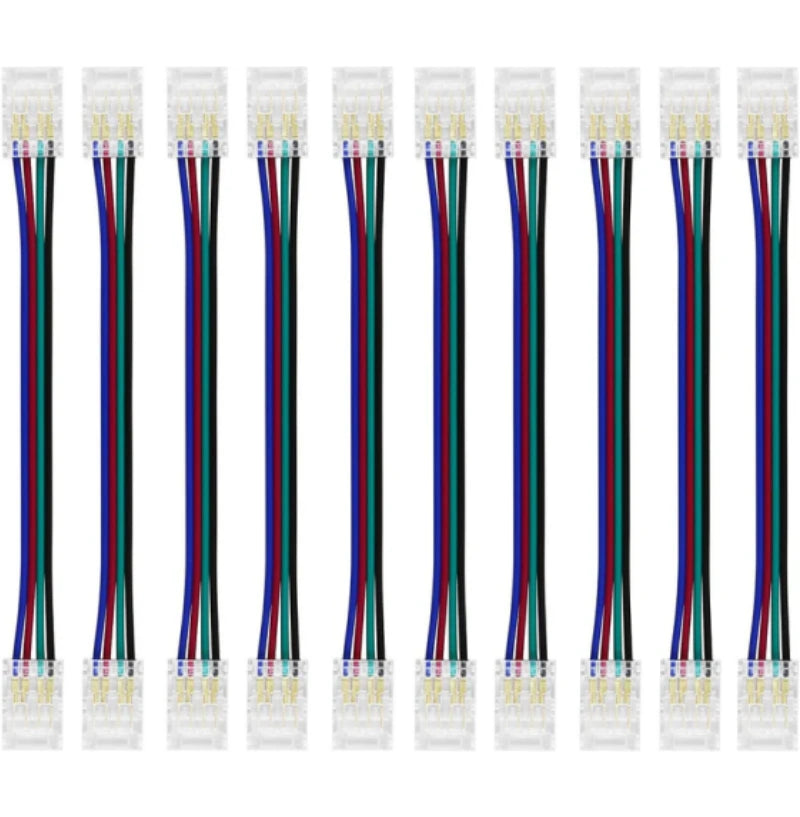 Transparent Crystal LED Strip Connectors – 10mm 4Pin Solderless Clips | Strip to Wire / Strip to Strip / Female Plug – Bulk Wholesale 500pcs MOQ | Factory Direct