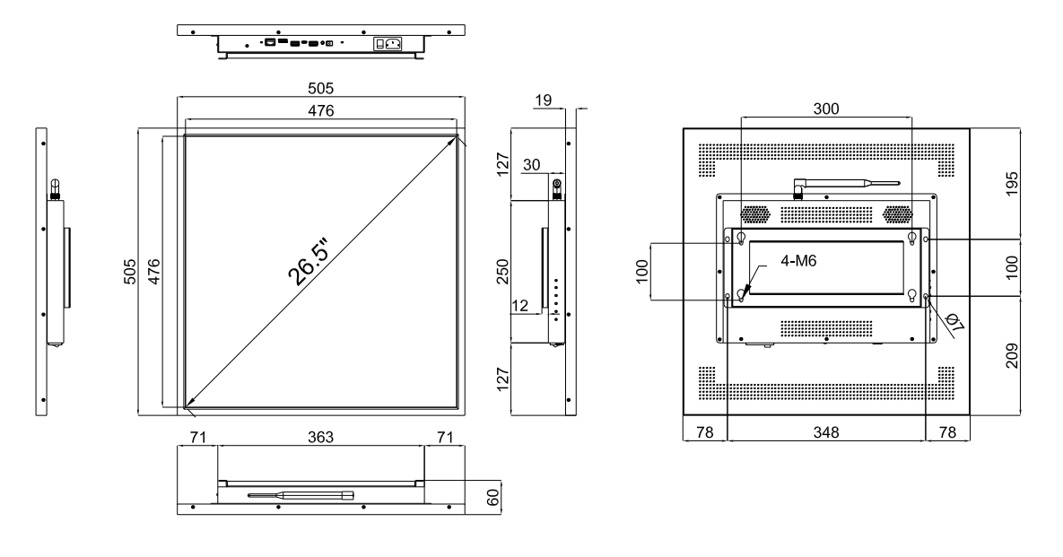 SQ Series 26.5 Inch (476×476mm Viewable) Square LCD Digital Screen Display, Cloud / APP / USB Disk Playback