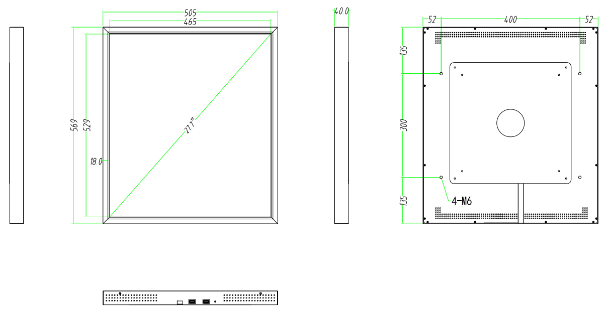 SQ Series 27.7 Inch (465×529mm Viewable) Square LCD Monitor Screen, Content Upload via Cloud / APP / USB Disk