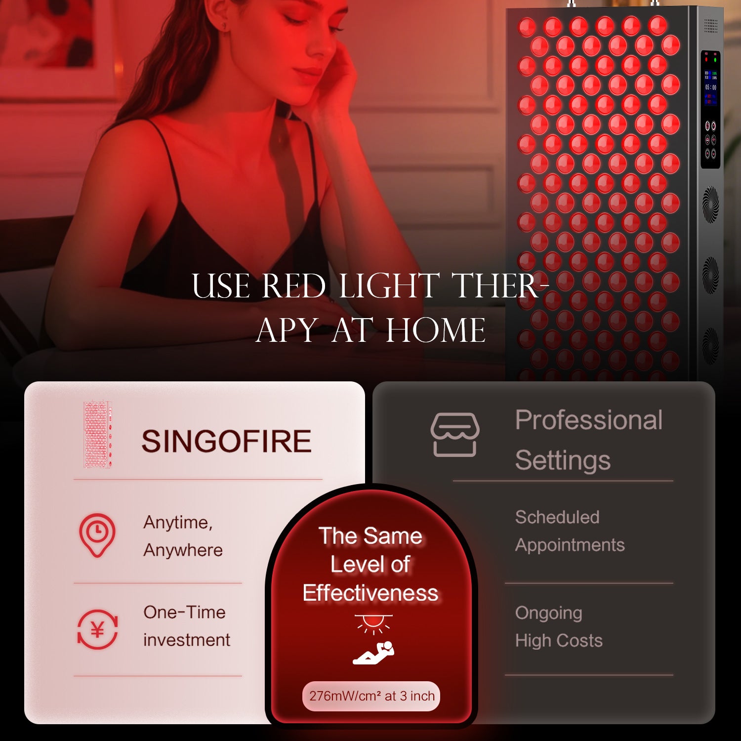 272W BLK PRO Red Light Therapy for Body, Red Light Panel w/ 150pcs 5Watt Bi-Chip (850nm & 660nm) LED Red Light