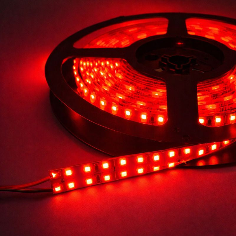 635nm SMD2835 DC12V Red LED Strip Light – Visible Red for Indicators & Lighting, 60/120/240 LEDs/m, 5 Meters, IP00/IP65