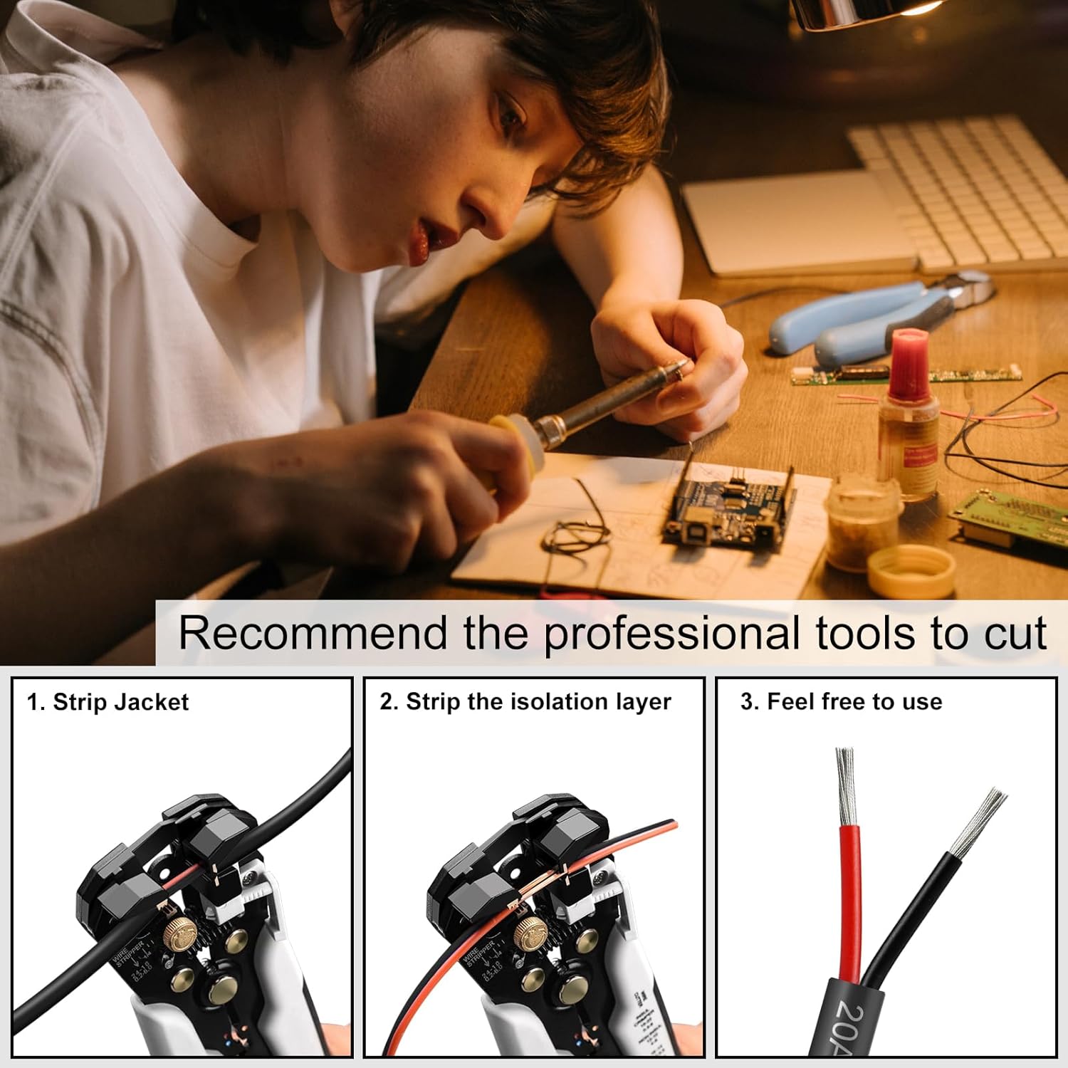 14 AWG Electrical Wire, 2/3/4/5 Conductor Stranded Tinned Copper Cable, Black/White PVC Multi-Core Extension Cord, Flexible Control Wire — 10/20/50m (33ft–165ft) Options