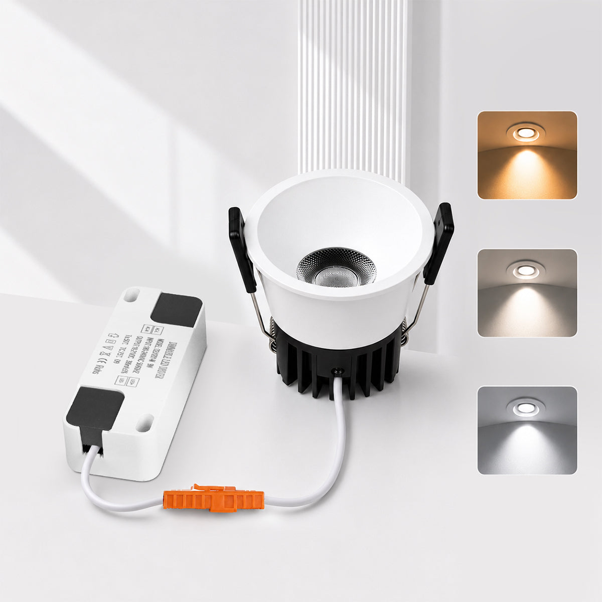 PRO-2A Series Deep Anti-Glare Full Spectrum LED Downlight | 200–240V | 4/12 Pack | 7W / 9W / 12W | 3000K / 4000K / 5000K | 24° Beam | White Housing | CRI>95 | Commercial Ceiling Recessed Light