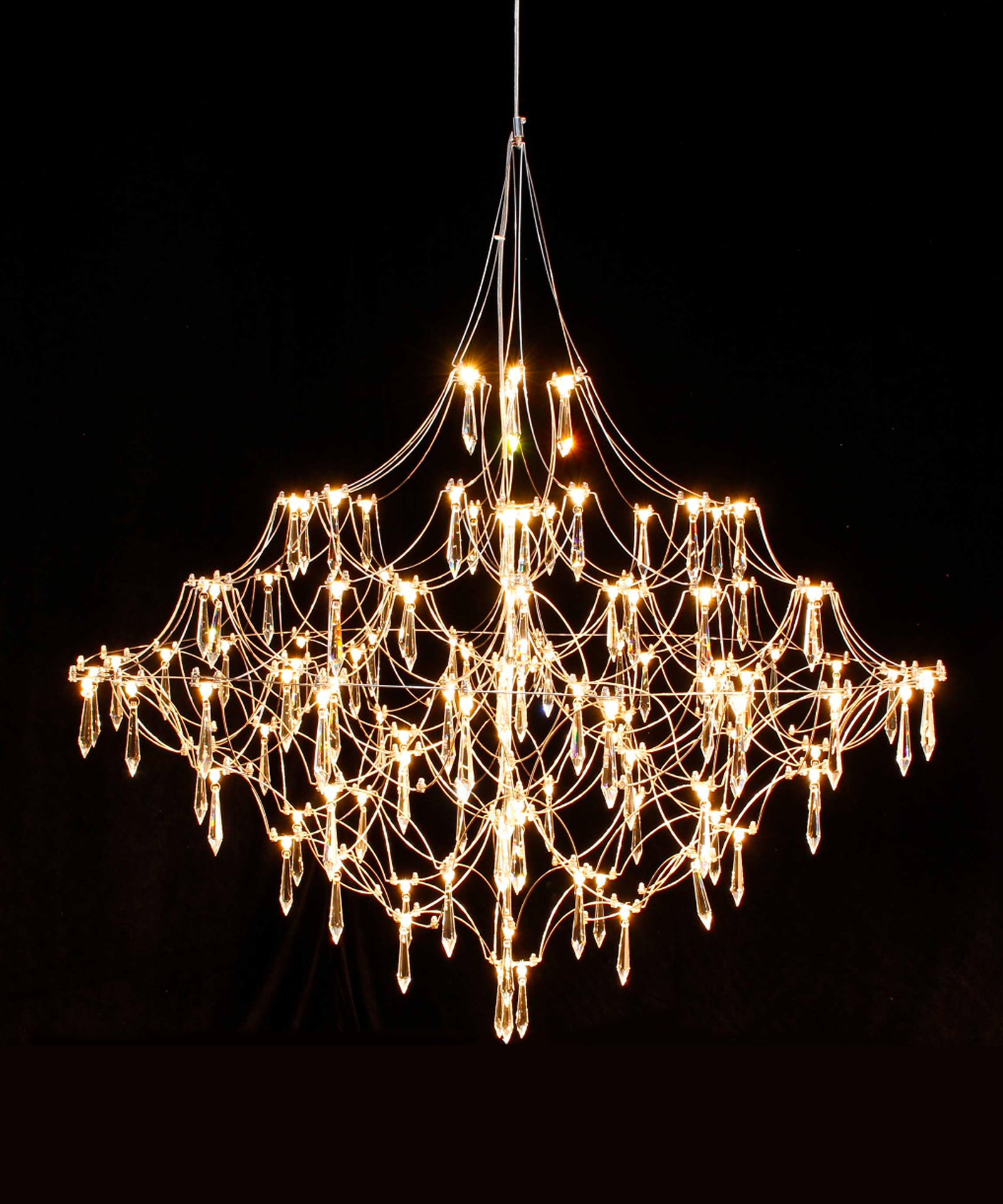 RD-1 Series Modern Crystal Chandeliers – 23.62” / 30.71” / 39.37” / 49.21” / 59.06” Diameter | 33 / 66 / 123 / 204 / 318 LEDs | K9 Crystal / Iridescent Crystal | AC85-240V Power Supply Included | 304 Stainless Steel | for Entryway Lighting | 1-Pack