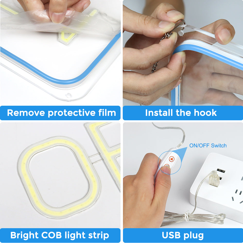 Vertikales OPEN-Neonschild – USB-betrieben | 44×24 cm (17×9 Zoll) | 6 Farboptionen | LED-Fenster-Hängeleuchte für Schaufenster