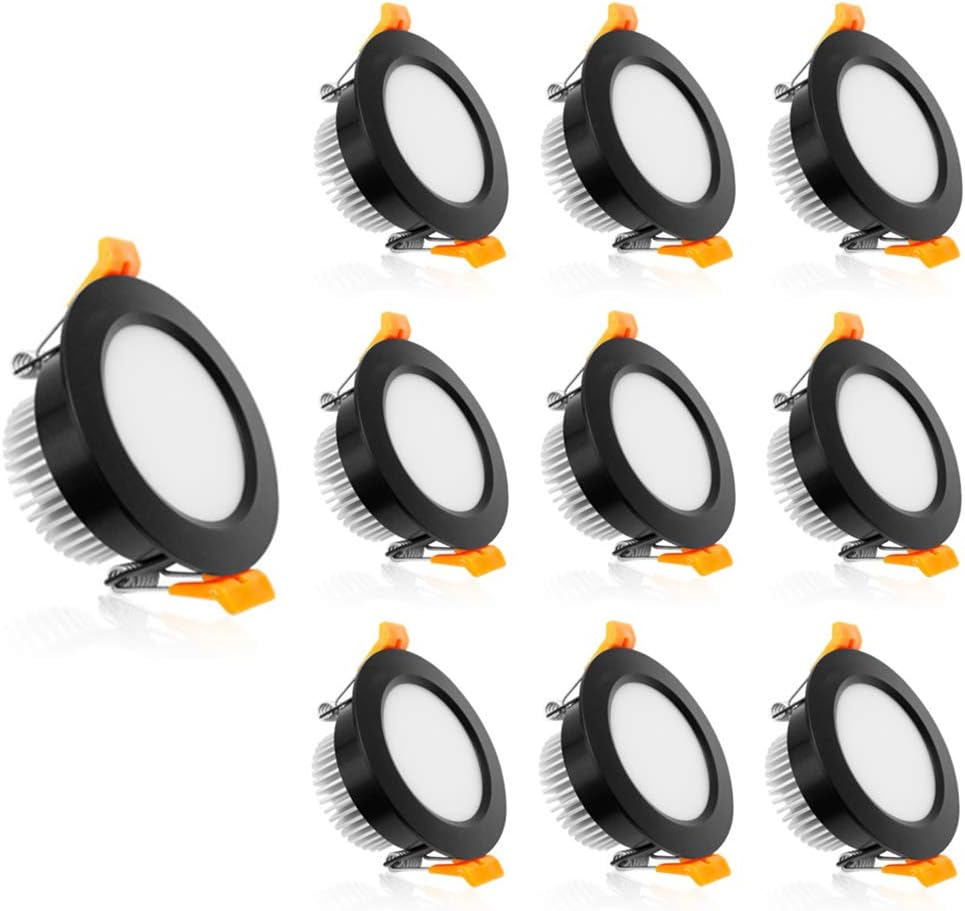 ECO-1 Series Frosted LED Downlight – Black Housing – TRIAC Dimmable – 3W/5W/7W/9W – 4-Pack/10-Pack – 2700K–6000K – 100–130V / 200–240V
