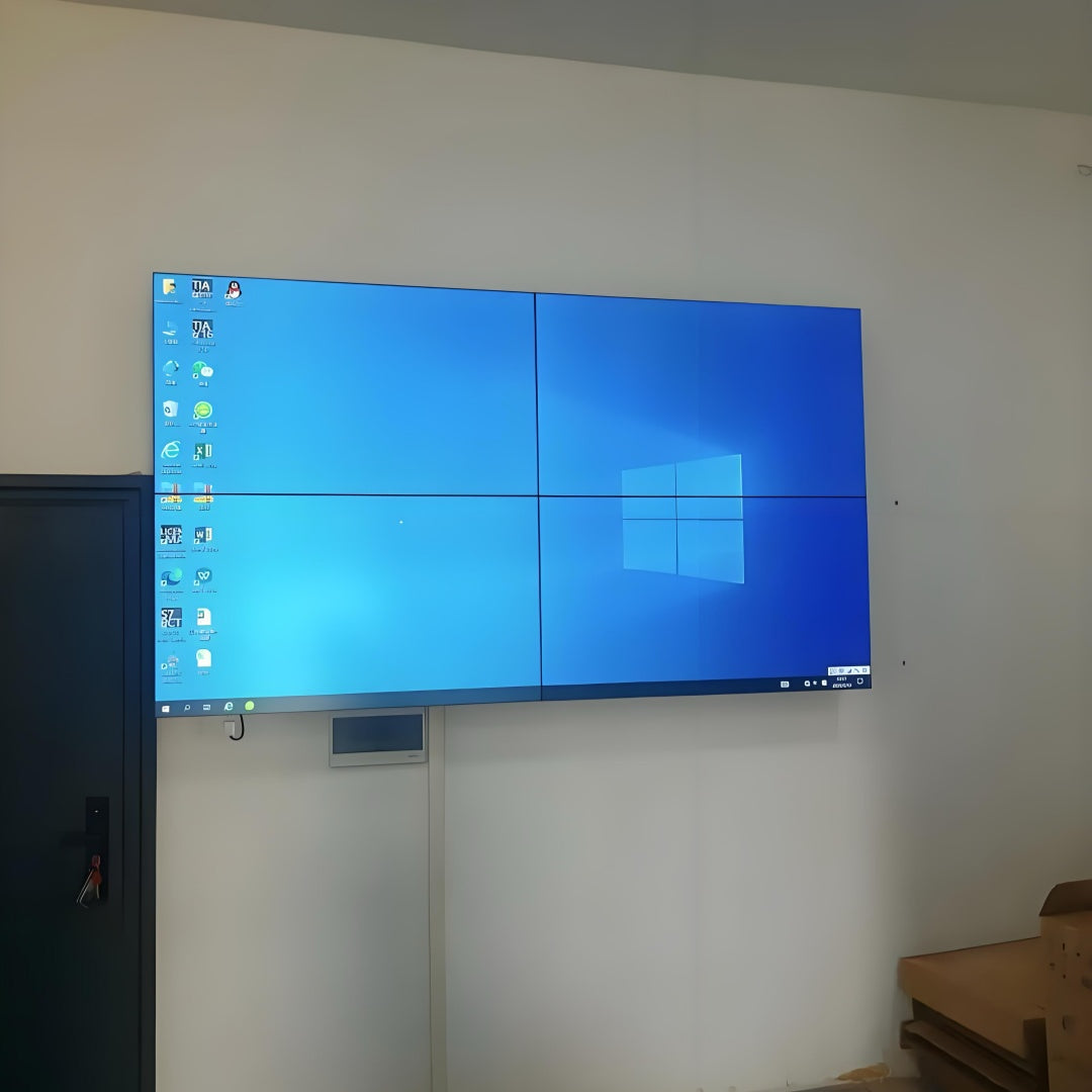 49-Zoll-BOE-LCD-Videowand – 2x2-Kit (4 Panele) | 1920 x 1080 FHD | 500 Nits | Ultraschmaler Rahmen 3,5 mm | HDMI-Spleißer + Wandhalterung im Lieferumfang enthalten