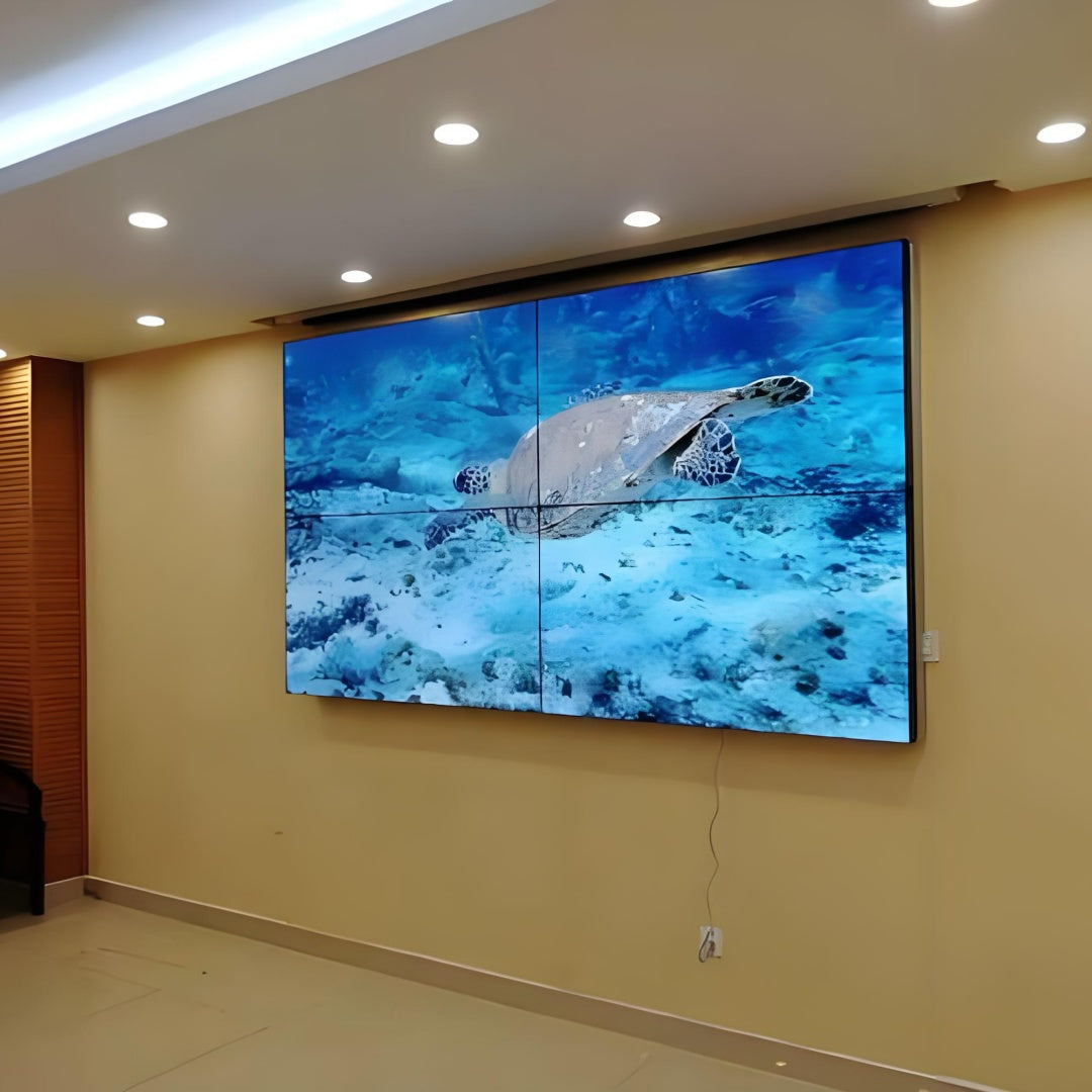 49-Zoll-BOE-LCD-Videowand – 2x2-Kit (4 Panele) | 1920 x 1080 FHD | 500 Nits | Ultraschmaler Rahmen 3,5 mm | HDMI-Spleißer + Wandhalterung im Lieferumfang enthalten