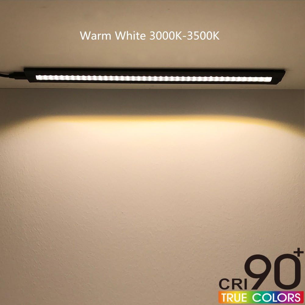 1/2/3 Pack 13 Inch Under Cabinet Light – 12V 5W | Warm / Nature White | Knob Dimmer | Adhesive Mount | Slim Design for Kitchen & Closet – Black Finish