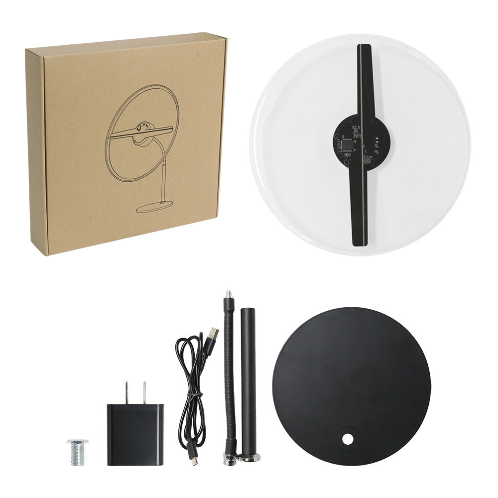 30cm (11.8”) DC5V 3D Hologram Fan Display | 2-Blade High Brightness LED Visual Player | Desktop / Floor Stand | Battery-Powered Option (No Battery Included) | Transparent or Black Background Protective Cover / Housing