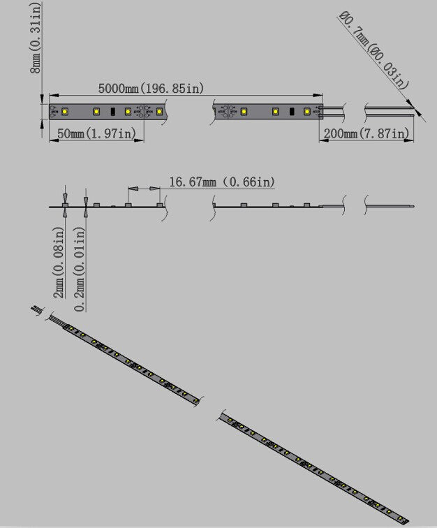 850nm SMD2835 DC12V Infrared LED Strip Light – Night Vision IR for Security, 60/120/240 LEDs/m, 5 Meters, IP00/IP65