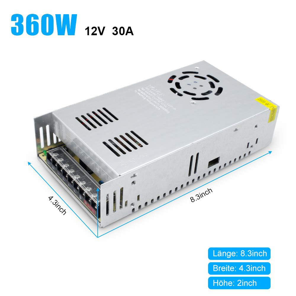 DC 12V/24V Switching Power Supply 300W–600W, AC 110/220V Input, High Power LED Driver Transformer, Cooling Fan Metal Case, CE/FCC/RoHS Certified