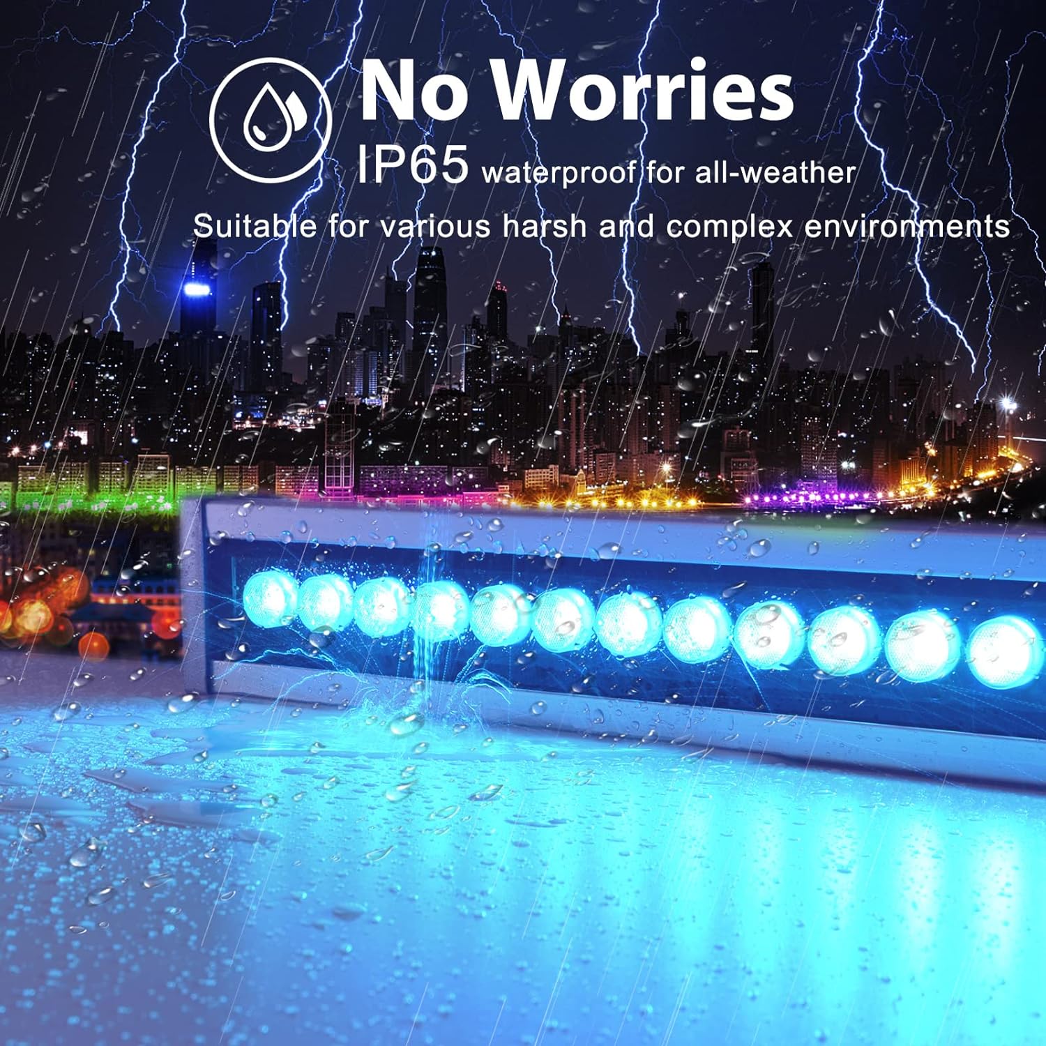 Linkable 5056 Linear Smart RGBCW LED Wall Washer – 60W |AC110V / AC220V | Waterproof Color Changing Wall Wash Light | RF Remote/APP Control | for Indoor & Outdoor Architectural Lighting