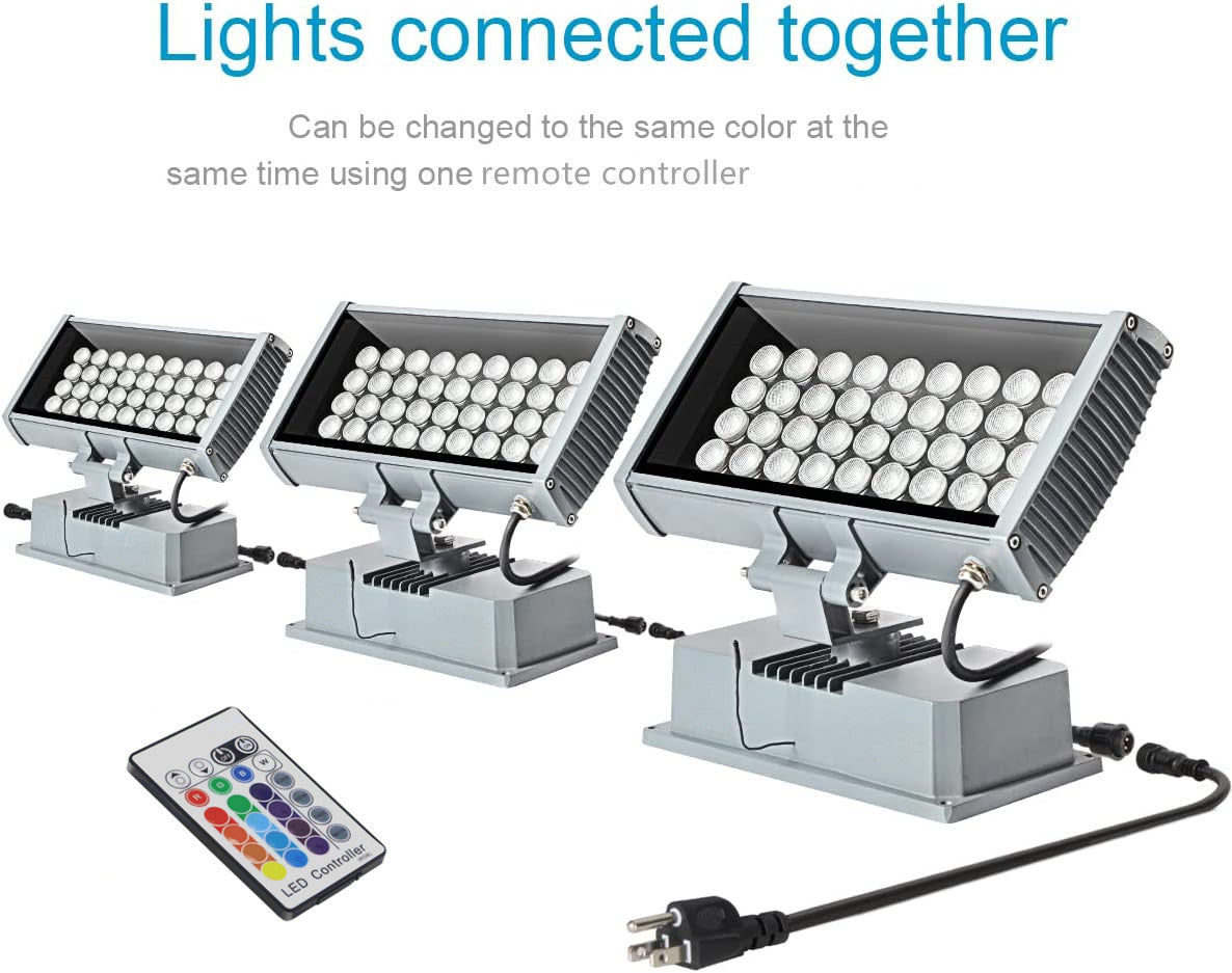 3pcs Pack LED RGB Wall Washer Lights with Remote Controller, 36W Waterproof Color Changing Wall Washer LED Light for Outdoor/Indoor Lighting Projects, Hotels, Building Wall Decorations