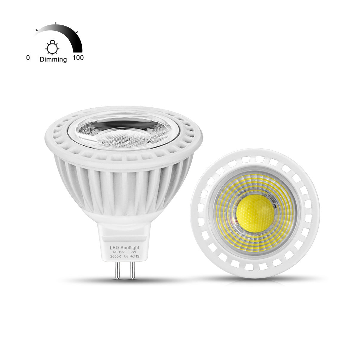 4Pack 3W/5W 12V AC/DC LED Spotlight MR16 LED Bulb Light GU5.3 Bi-Pin Base White Aluminum Housing 30° Beam Angle