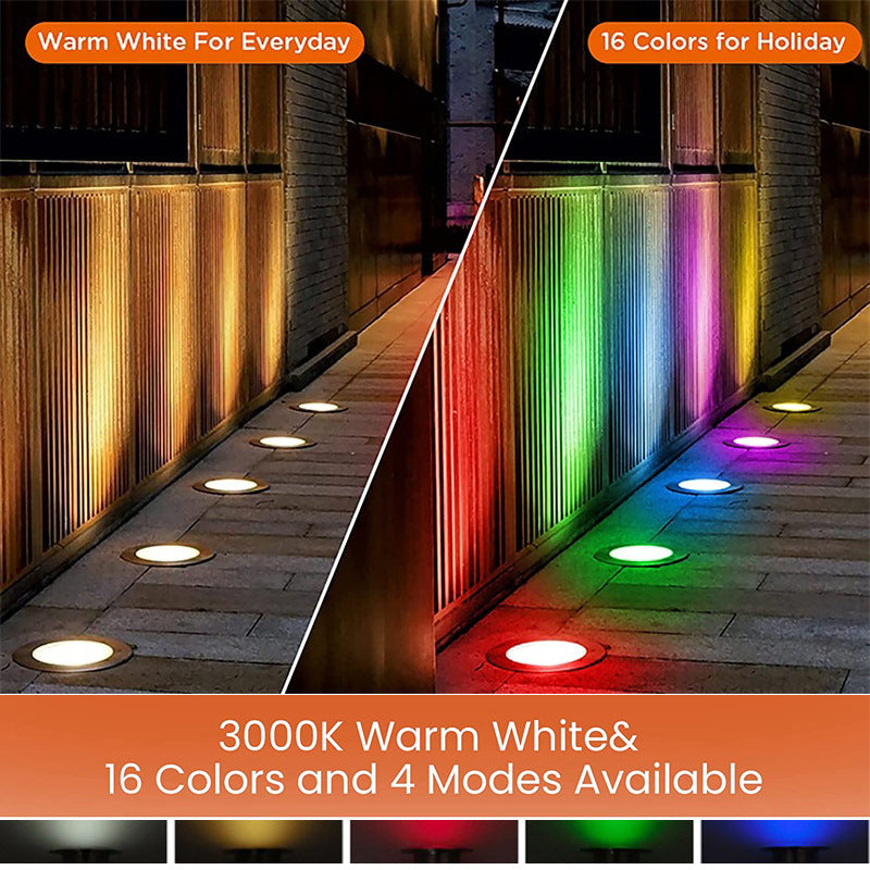 3Watt Low Voltage RGBWW (RGB and 3000K Warm White) LED Well Lights Landscape Lighting IP65 Waterproof Outdoor 12V-24V Ground Lights for Garden Yard Driveway(8Pack)