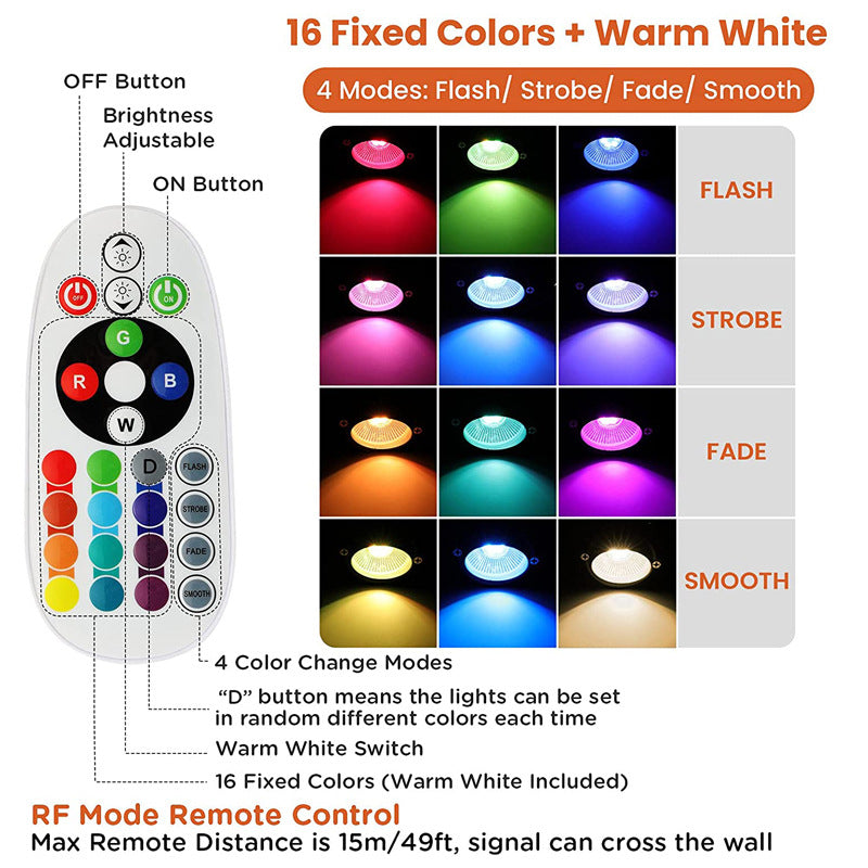 3Watt Low Voltage RGBWW (RGB and 3000K Warm White) LED Well Lights Landscape Lighting IP65 Waterproof Outdoor 12V-24V Ground Lights for Garden Yard Driveway(8Pack)