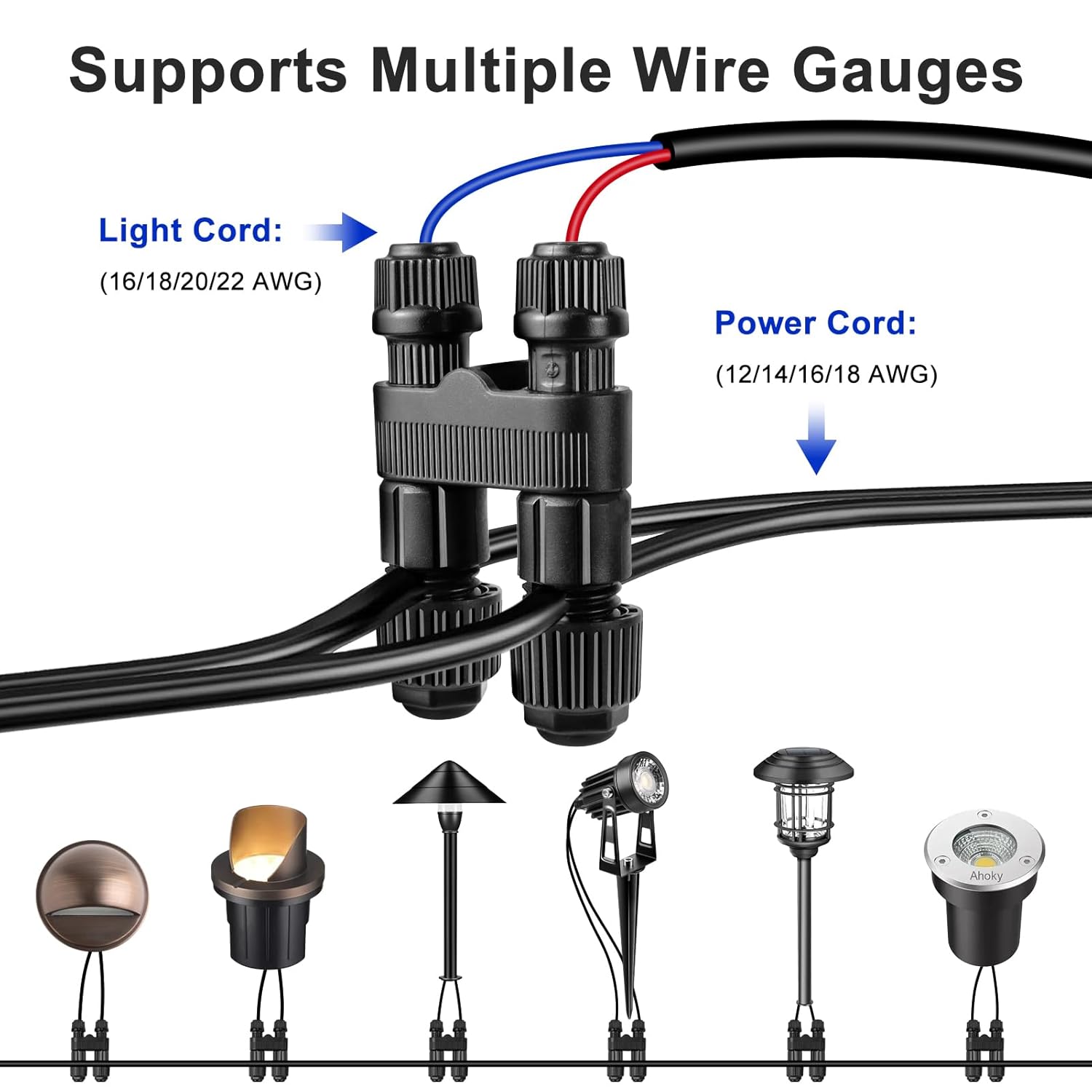 Low Voltage Wire Connectors, 12 Pack Landscape Lighting Connectors, Waterproof Fastlock2 Style Low Voltage Landscape Wire Connectors for 12–18 Gauge Wire, Pathway & Garden Lights