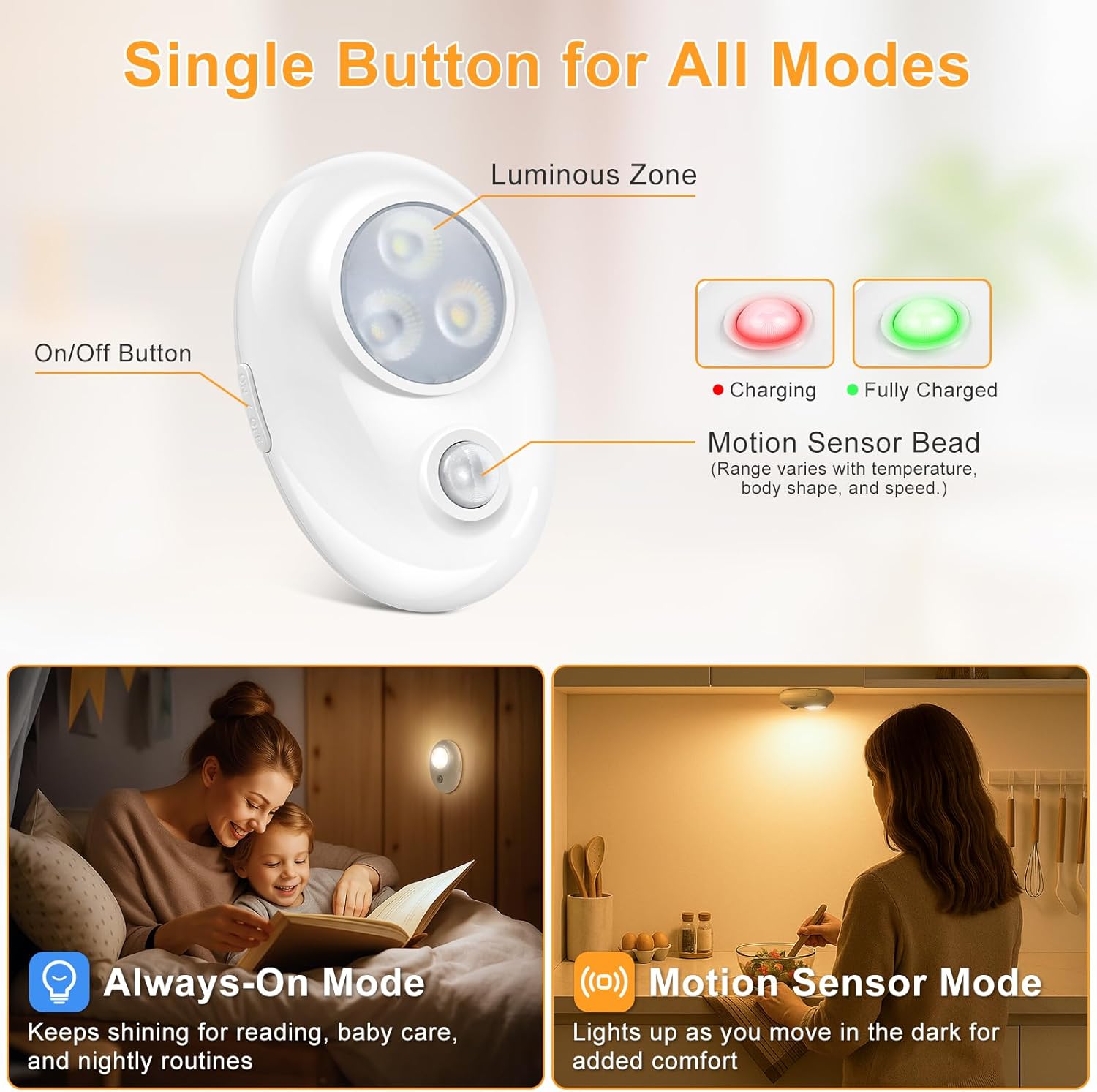 4er/6er-Pack wiederaufladbare Pebble LED-Schrankleuchte | 3 LEDs, 3 Farbmodi (3000 K / 4000 K / 6000 K) | Bewegungssensor, Tippschalter, dimmbar | Weißes Finish | Magnetbefestigung