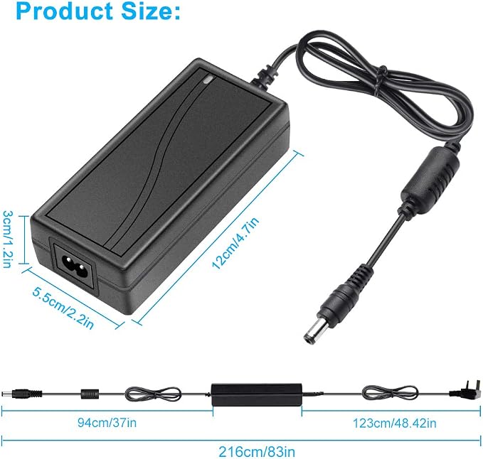 Adaptateur d'alimentation de bureau CC 12 V 36 W–120 W, entrée CA 100–240 V, transformateur de commutation avec prise US/UK — pour bandes LED, vidéosurveillance, pompes et appareils électroniques