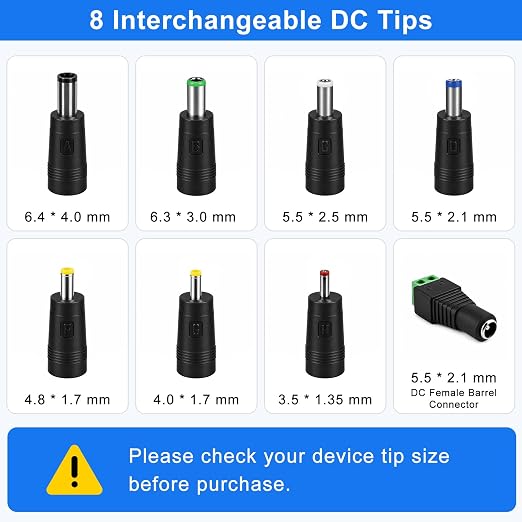 12V 24W Wall Plug Power Supply - AC 100-240V Input, Black Housing with US Plug for LED Strip Lights, Router and Electronic Devices