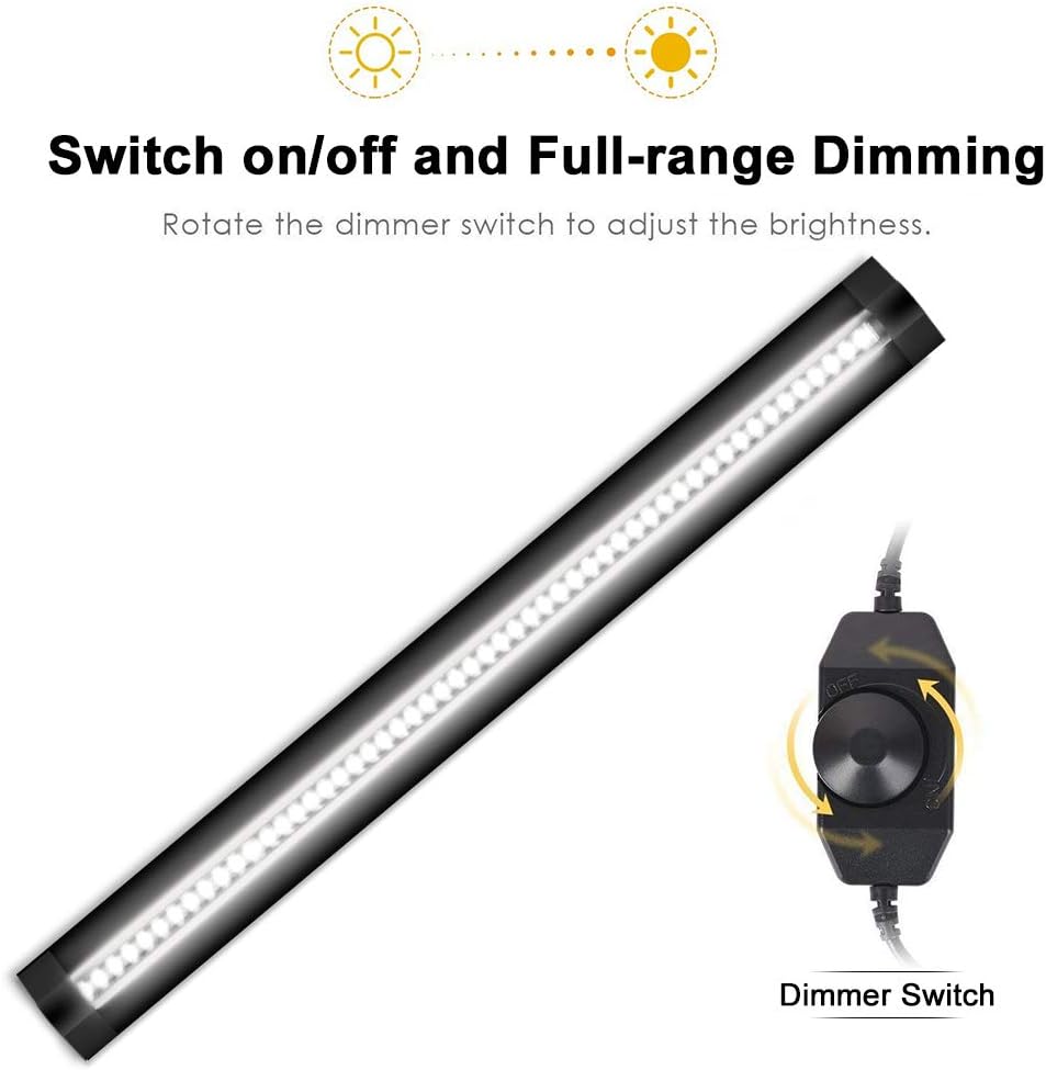 1/2/3 Pack 13 Inch Under Cabinet Light – 12V 5W | Warm / Nature White | Knob Dimmer | Adhesive Mount | Slim Design for Kitchen & Closet – Black Finish