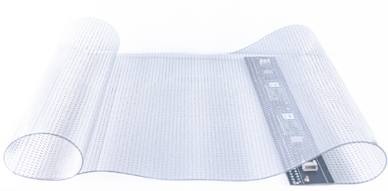 P20 Ultra-Thin Adhesive Transparent LED Film – 400×1000 mm (15.75×39.37 in) | 2400nits | 95% Transparency Glass Display for Facades & Exhibition | Multiple Kit Options | Plug & Play