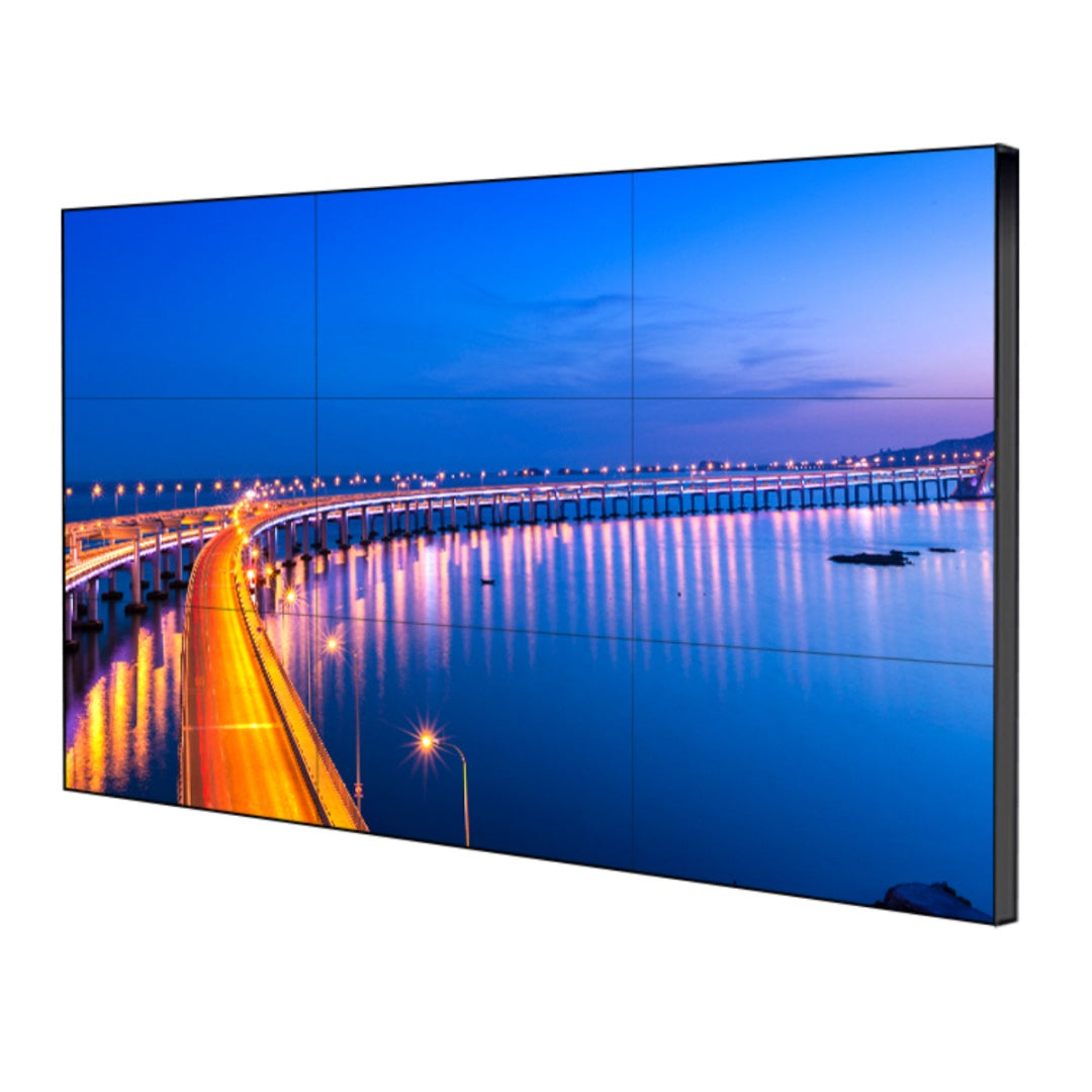 65-Zoll-BOE-LCD-Videowand – 3x3-Kit (9 Panels) | 1920 x 1080 FHD | 500 Nits | Ultraschmaler Rahmen 3,5 mm | HDMI-Spleißer + Wandhalterung enthalten