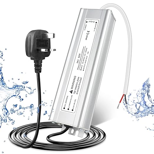 24V Waterproof LED Power Supply 30W–300W, 90–265V Input, Single/Dual Wire Output, Aluminum Housing, Outdoor LED Driver, CE/RoHS/FCC — US/UK/EU Plug & Wire Leads Options