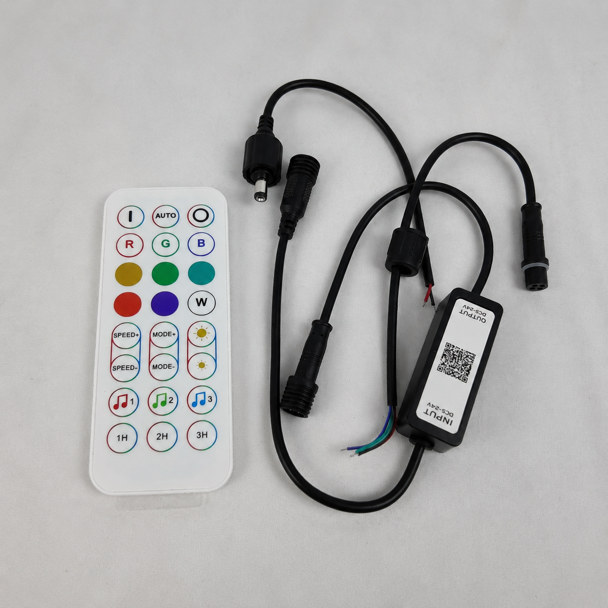 RGB LED Strip Controller – DC5V-24V | Waterproof Wireless RGB Controller with 24-Key Bluetooth Remote | For LED Strips