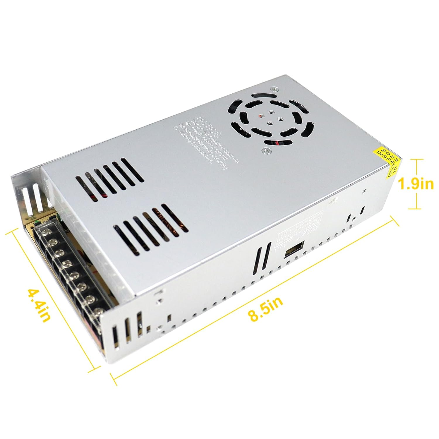 DC 12V/24V Switching Power Supply 300W–600W, AC 110/220V Input, High Power LED Driver Transformer, Cooling Fan Metal Case, CE/FCC/RoHS Certified