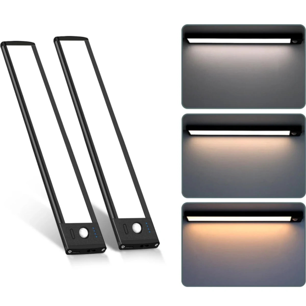 2 Pack Rechargeable Under Cabinet Light – 9” / 12” | 3CCT (3000K/4000K/6000K) | Motion Sensor \u0026 Touch Dimming | Magnetic Mount | Silver or Black, image size:1200x1200