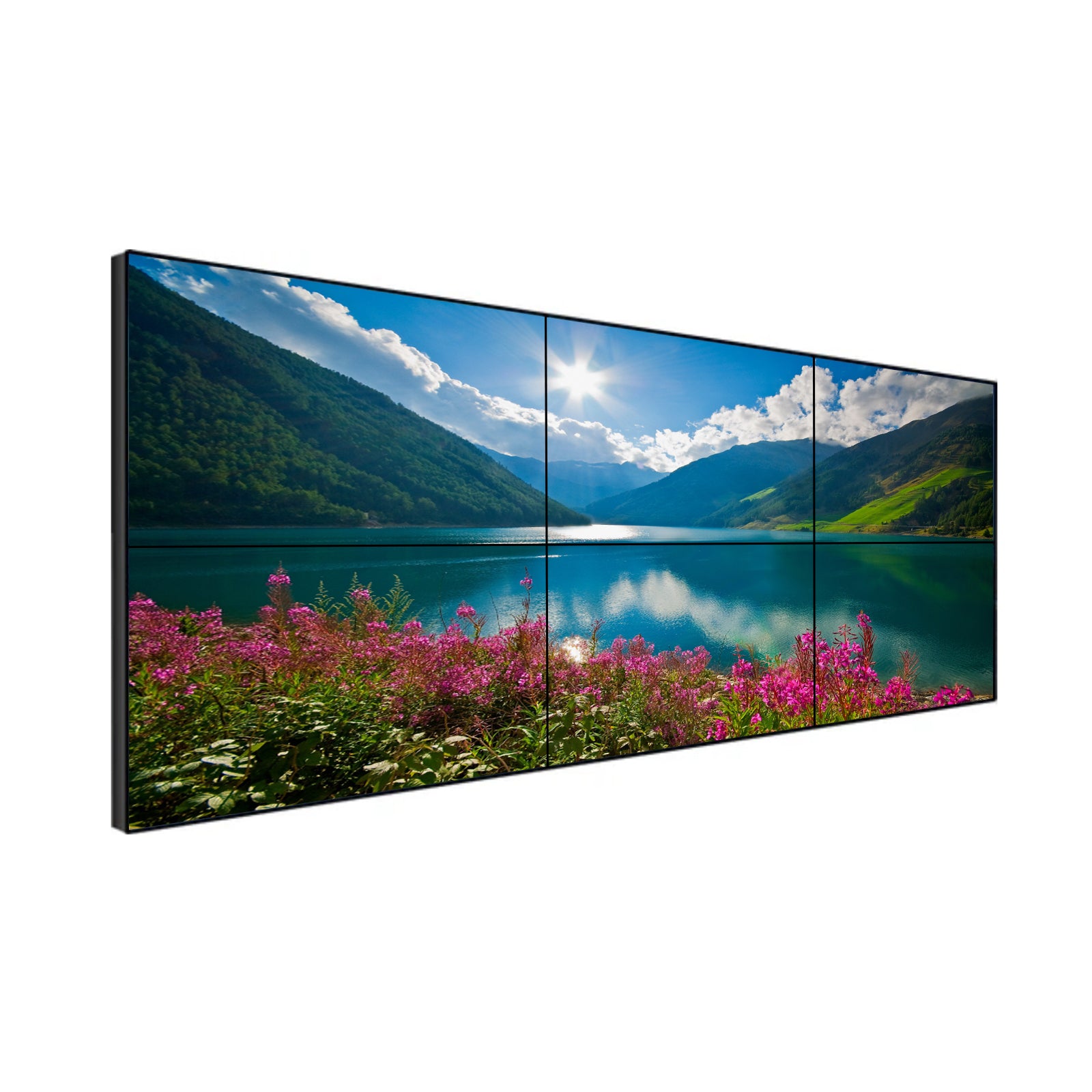 46-Zoll-BOE-LCD-Videowand – 3x2-Kit (6 Panele) | 1920 x 1080 FHD | 500 Nits | Ultraschmaler Rahmen 0,88 mm / 1,7 mm / 3,5 mm | HDMI-Spleißer + Wandhalterung im Lieferumfang enthalten