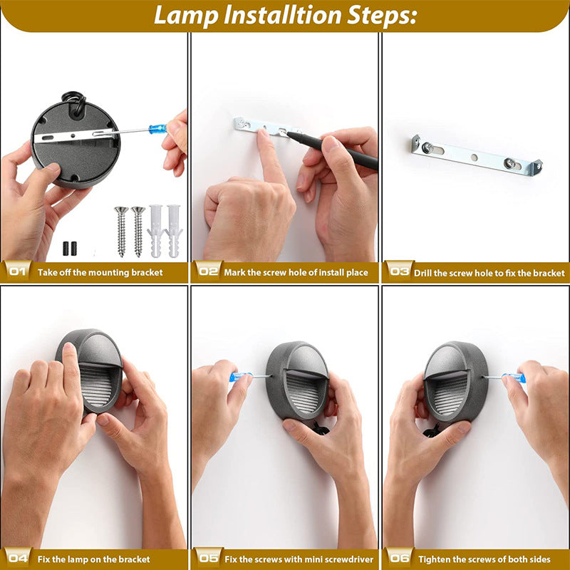 Lot de 6 spots LED basse tension pour terrasse, rampe d'escalier avec LED intégrée 4 W, éclairage d'accentuation 12 V CA/CC, finition aluminium thermolaqué noir.