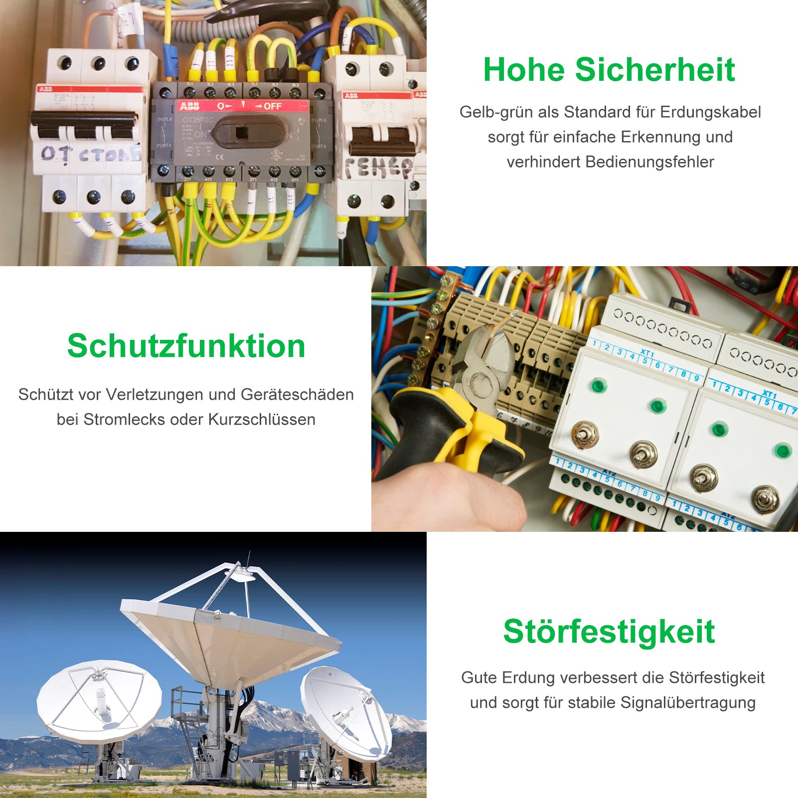 10mm² Electrical Earth Wire 10m–30m, Flexible Green-Yellow Ground Cable PVC Insulated, Heavy Duty Wiring for Grounding, Power and Industrial Installations