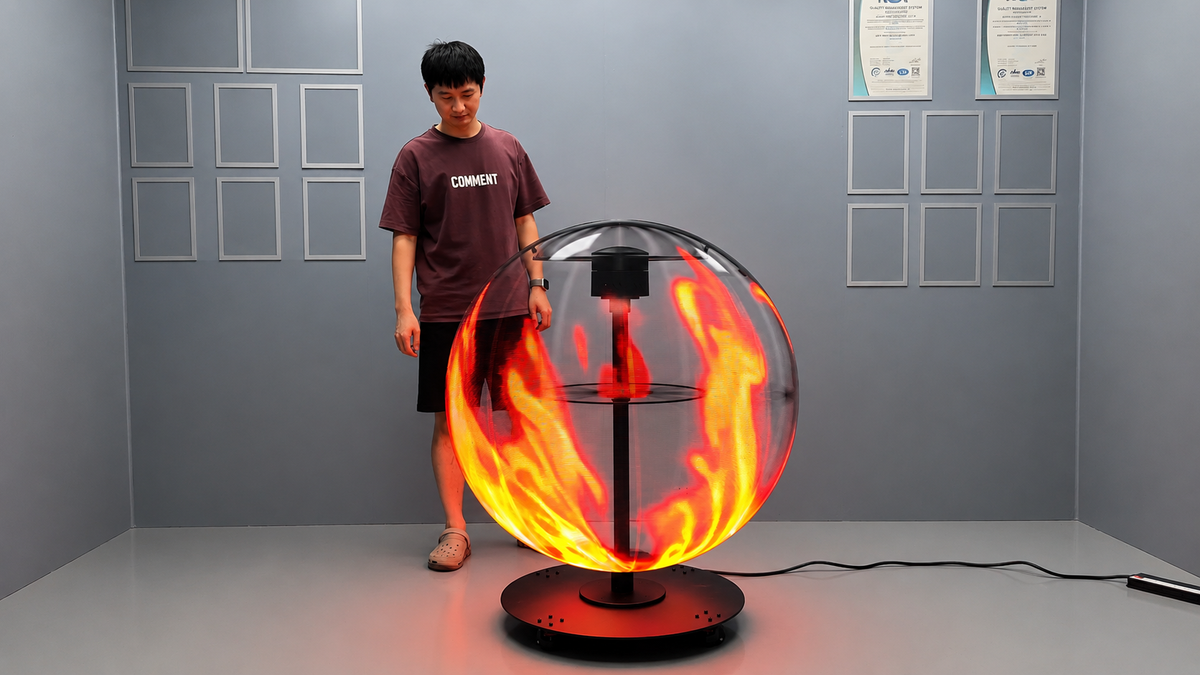 3D Hologram Fan Sphere (Holoball) 100cm (39.37") 360° LED Holographic Display | 3072 LEDs | WiFi APP Control | Commercial Advertising Display