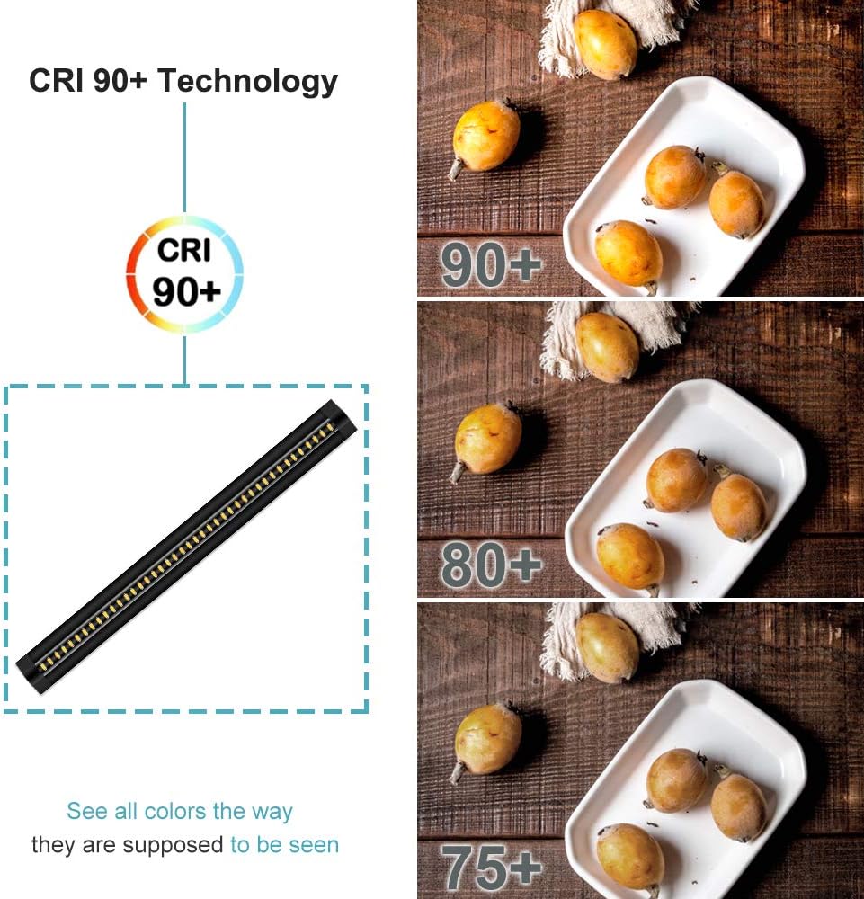 1/2/3 Pack 13 Inch Under Cabinet Light – 12V 5W | Warm / Nature White | Knob Dimmer | Adhesive Mount | Slim Design for Kitchen & Closet – Black Finish